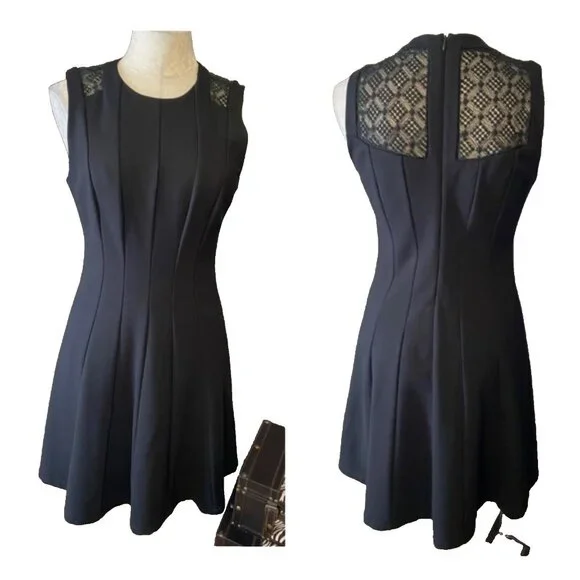 Anthropologie Heartloom Dress Medium M 6 8 Crochet Back Stretch A Line NWT $198 - Picture 2 of 7